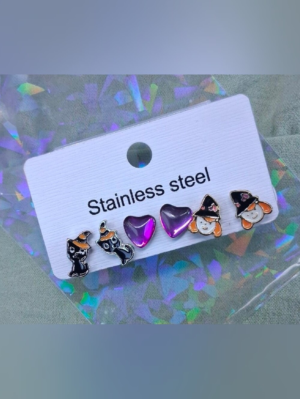 $8 Each Or Bundle 5/$20 Halloween Witch & Witches Black Cat Stud Earrings
